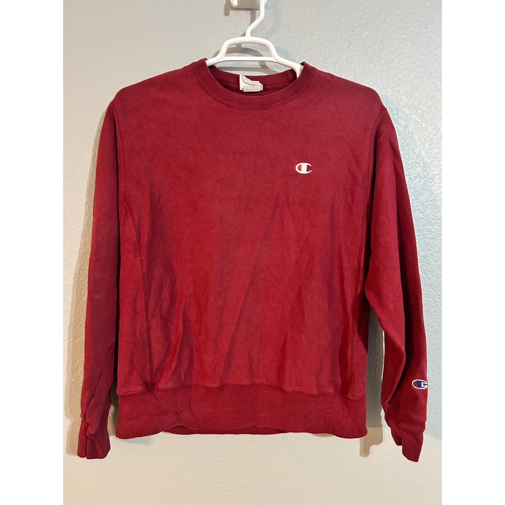 Champion‎ Reverse Weave Sweatshirt Mens Medium Burgundy Red Crewneck Pullover